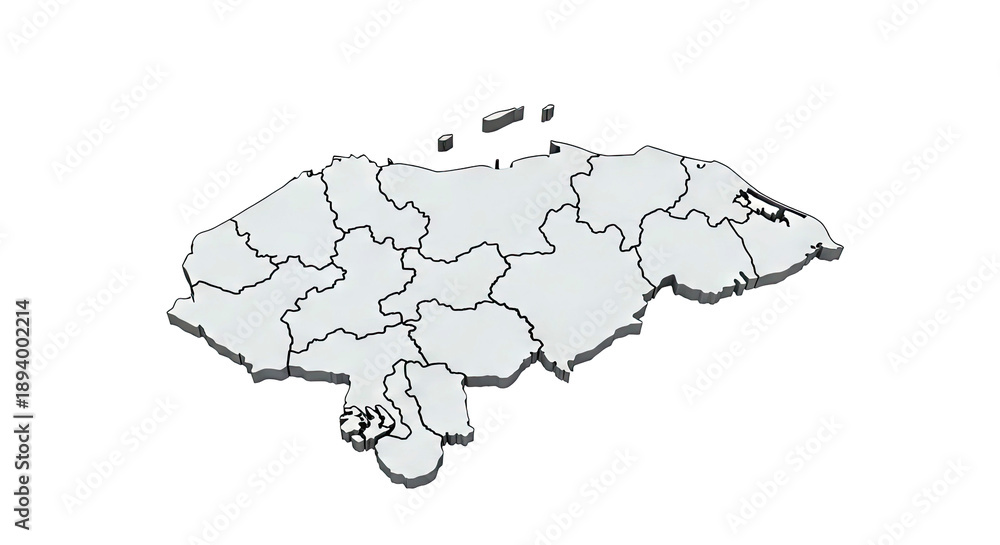 Fototapeta premium 3D Map of Honduras with Departments