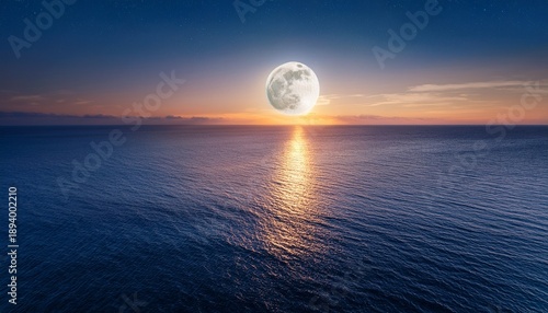 tranquil moonrise over a peaceful ocean