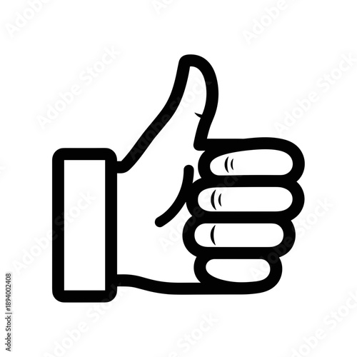 Thumbs up outline icon for like and success