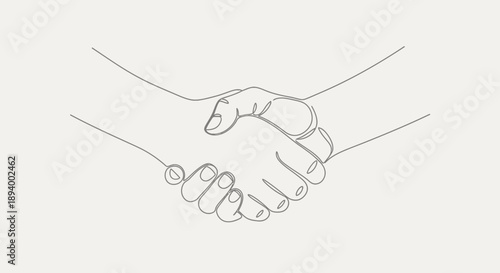 Continuous Line Art Handshake Symbolizing Unity and Agreement in Bright Studio Background