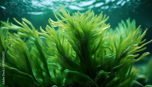 algae spirulina seaweed plant underwater shot closeup background