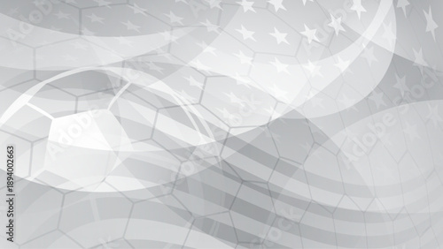 A soccer ball is prominently displayed on a background featuring the USA flag, creating a World Cup-themed visual.