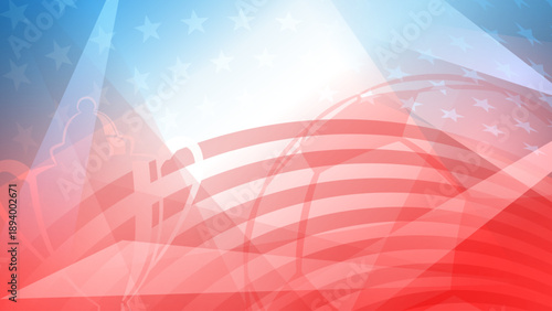 Vibrant soccer-themed background with USA flag elements, featuring stars, stripes, and a soccer player silhouette, in a colorful abstract design.