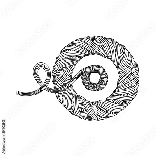 Skein of wool yarn in a spiral pattern