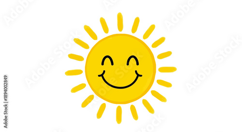 A cheerful yellow sun with a smiling face radiates happiness and warmth on a.