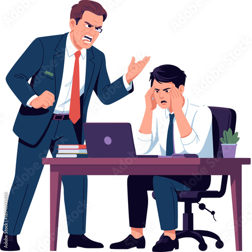 Toxic Workplace Illustration

Office Pressure and Fear

Angry Boss Stress Concept