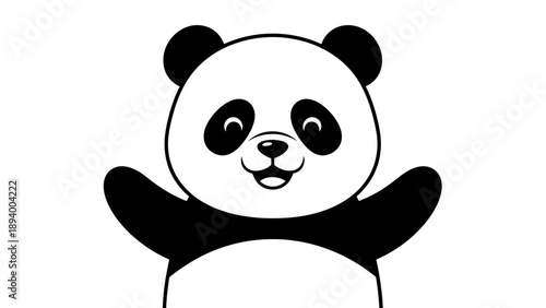Cute cartoon panda illustration with open arms in a welcoming gesture on white background