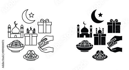 Eid al-Fitr and Eid al-Adha Icons Set