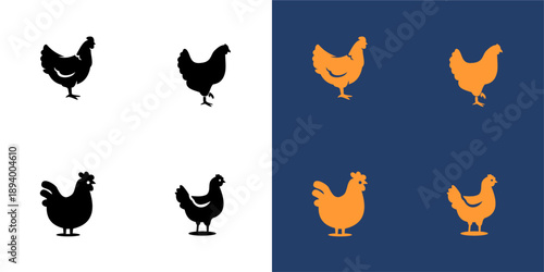 set of chicken animal icon vector logo