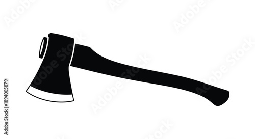 A stark black silhouette of a classic lumberjack axe with a sharp blade and wooden handle silhouette high quality professional