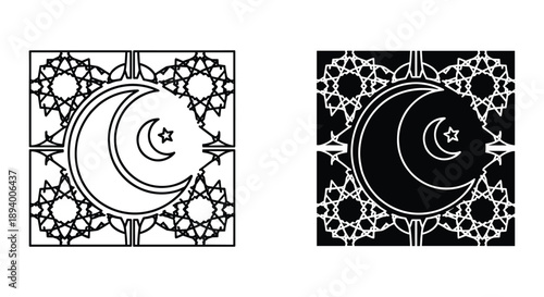 Islamic Moon Symbol Design Elements