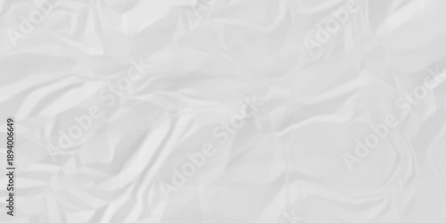 Crumple crushed white paper obsolete rumple craft design. wrinkle ripped creased crumple aged closeup recycled document grunge paper background.