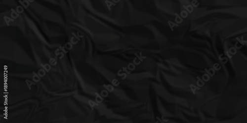 Crumpled parchment black paper billboard closeup ripped wrinkle litter canvas page vintage texture background.