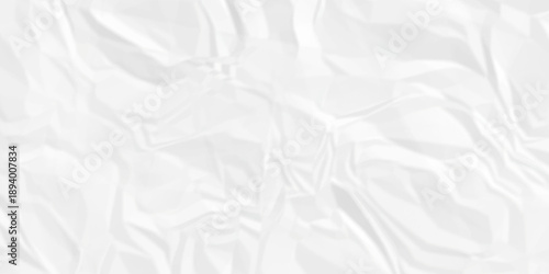 Crumple crushed white paper obsolete rumple craft design. wrinkle ripped creased crumple aged closeup recycled document grunge paper background.