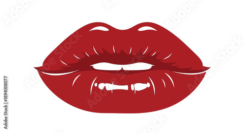 Sensual red lips with a glossy finish, symbolizing beauty and allure.