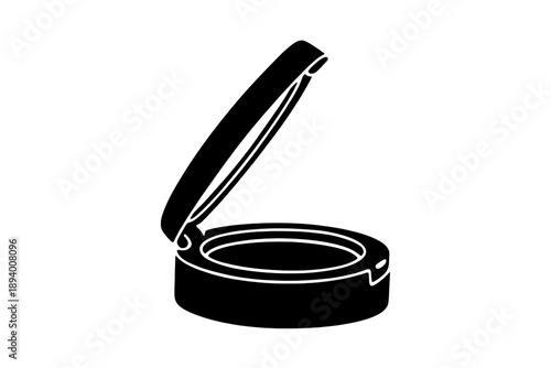 A sleek beauty makeup compact powder icon showcasing a minimalist cosmetic fashion symbol vector illustration isolated on transparent background.