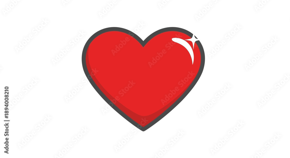 Obraz premium A simple red heart symbol with a subtle sparkle, representing love and affection.