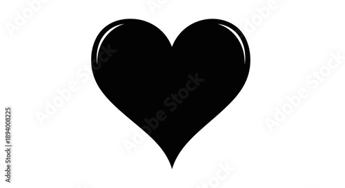 A glossy black heart symbol isolated on a.