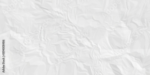 Crumple crushed white paper obsolete rumple craft design. wrinkle ripped creased crumple aged closeup recycled document grunge paper background.