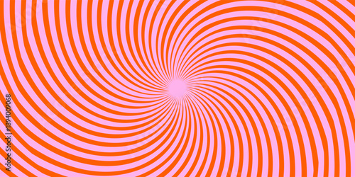 Optical illusion background. Red and pink abstract distorted wavy lines surface. Radial waves poster design. Trippy sunburst illusion wallpaper. Vector spinning hypnotic illustration