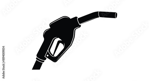 A stark black silhouette depicts a gas pump nozzle showcasing its functional design and fueling capabilities silhouette high quality professional
