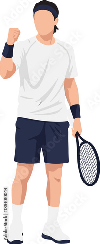 Energetic Tennis Player Celebrating Victory or Achievement trophy