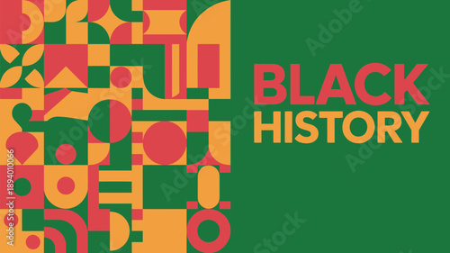 black history month celebration banner with abstract geometric pattern and cultural heritage awareness design