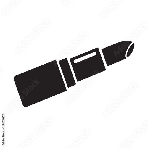 lipstick Vector Icon. Solid black silhouette of open makeup tube isolated on white background.