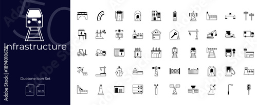 Infrastructure Duotone Editable Icons set