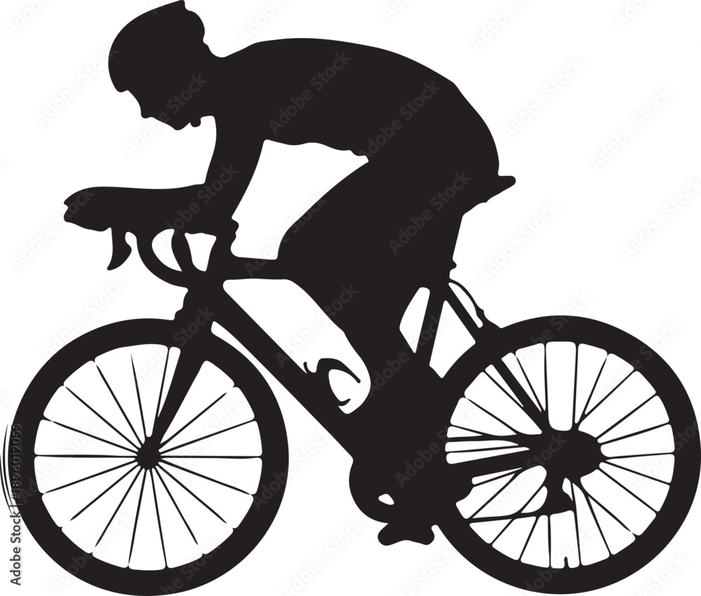 Fototapeta premium Cyclist silhouette with road bike vector