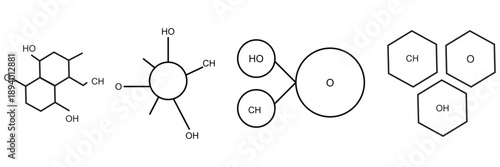 Molecular Structures of Cosmetic Ingredients Isolated Vector Illustration Scientific Chemistry
 Concept Design