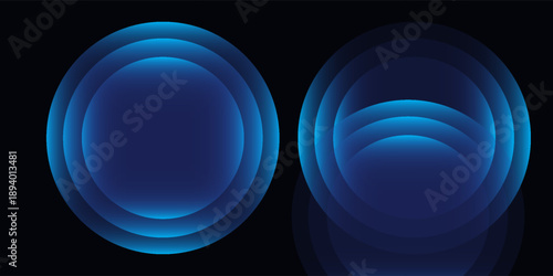 Wifi wave light effect. Radar sensor, beep technology, digital sign.Transparent neon circle symbol. wireless internet connection. Radar or sonar with wireless technology emitting a light effect