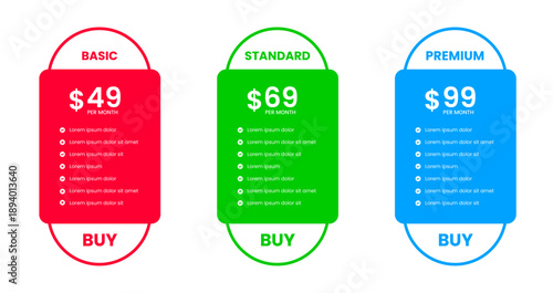 website Pricing chart table design template. UI UX app pricing chart table Subscription design or  Product Plan Offer Price Package Subscription Options Comparison Table Chart Infographic Design.