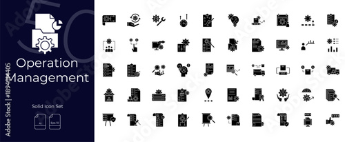 Operation Management Solid Editable Icons set