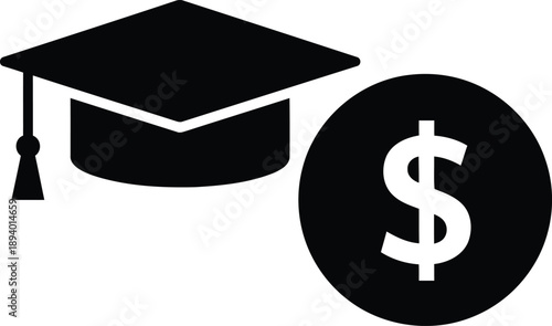 Education Cost: A symbolic representation of educational investment, with a mortarboard and a dollar sign. A visual metaphor for the financial aspect of learning.