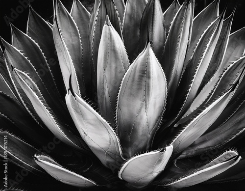 black and white photograph of an agave plant generative ai