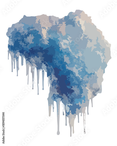 Africa Continent Map Silhouette with Blue Melting Paint Texture - Water Crisis Concept