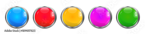 Multicolor Push Button Icons  Web and App Interface Elements