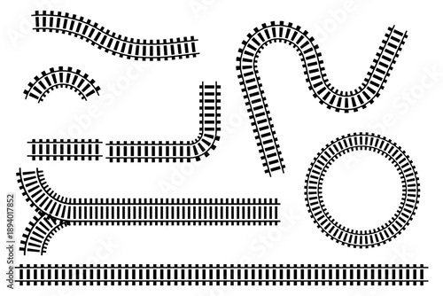 Train Track Elements Set  Vector Railway Collection