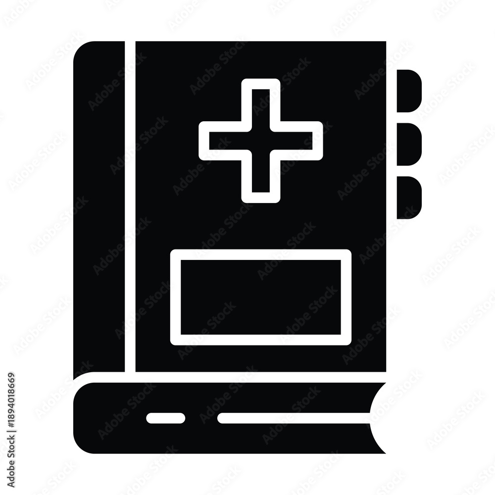 Fototapeta premium Medical Book Icon, Medical And Healthcare Related Solid Style Vector Icon.