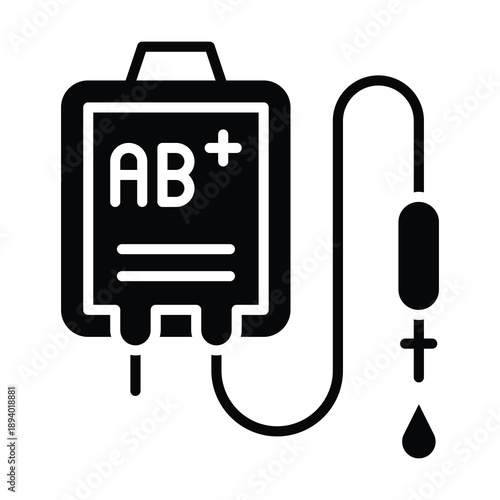 Blood Bag Icon, Medical And Healthcare Related Solid Style Vector Icon.