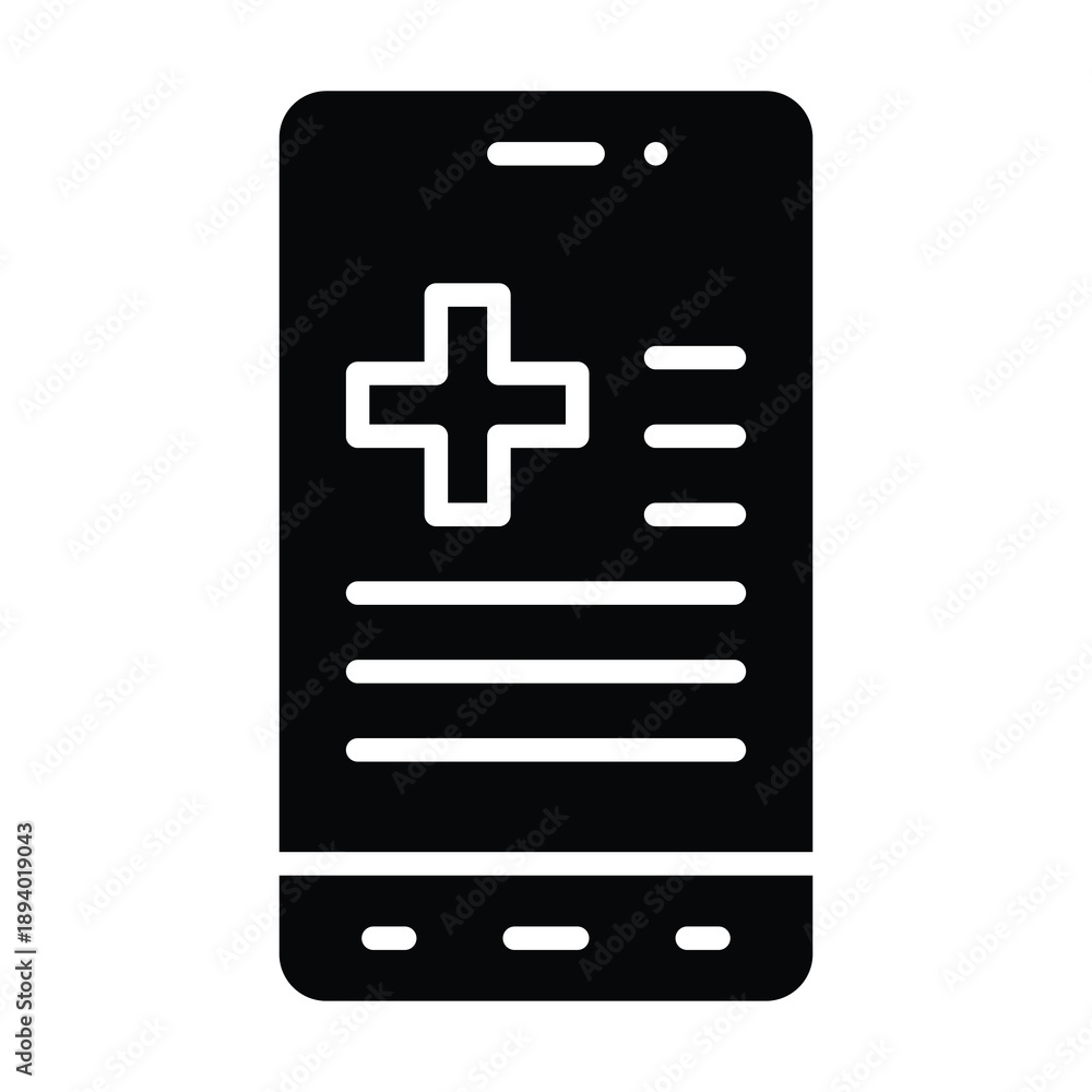 Fototapeta premium Online Medical Document Icon, Medical And Healthcare Related Solid Style Vector Icon.