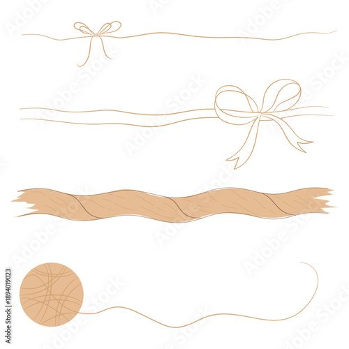 Delicate illustration of decorative strings and ribbons, suitable for gift wrapping and handmade crafts.