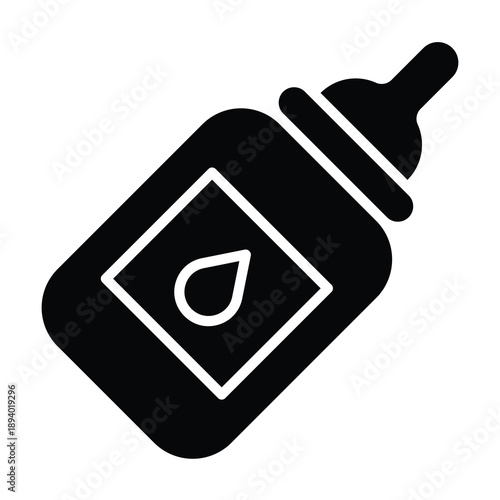 Baby bottle vector Icon, Product to feed newborn or infant with milk. Baby element, Medical And Healthcare Related Solid Style Vector Icon.