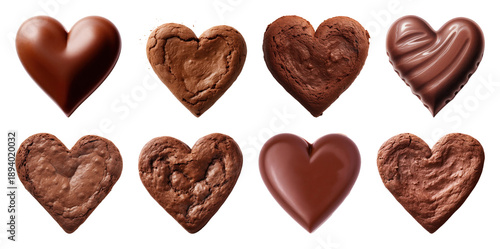 PNG Heart-shaped chocolate brownie assortment, element set on transparent background