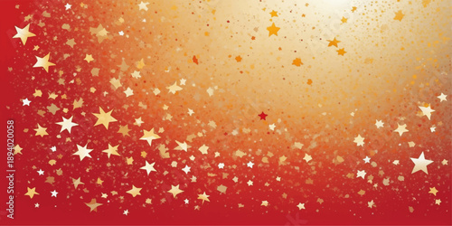 Golden star confetti background with warm gradient glow for festive celebration design.