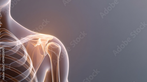 A close up of a shoulder with a bone structure