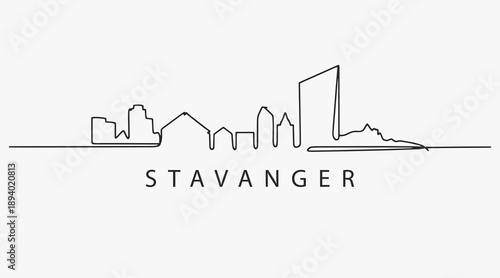 Flat Design one line without breaking the Stavanger city.