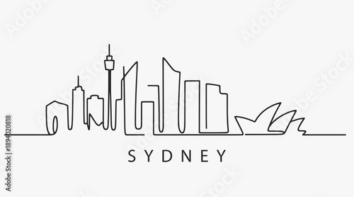 Flat Design one line without breaking the Sydney city.