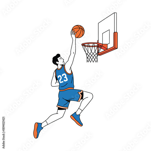 Minimalist Basketball Scoring Action Graphic on White Background